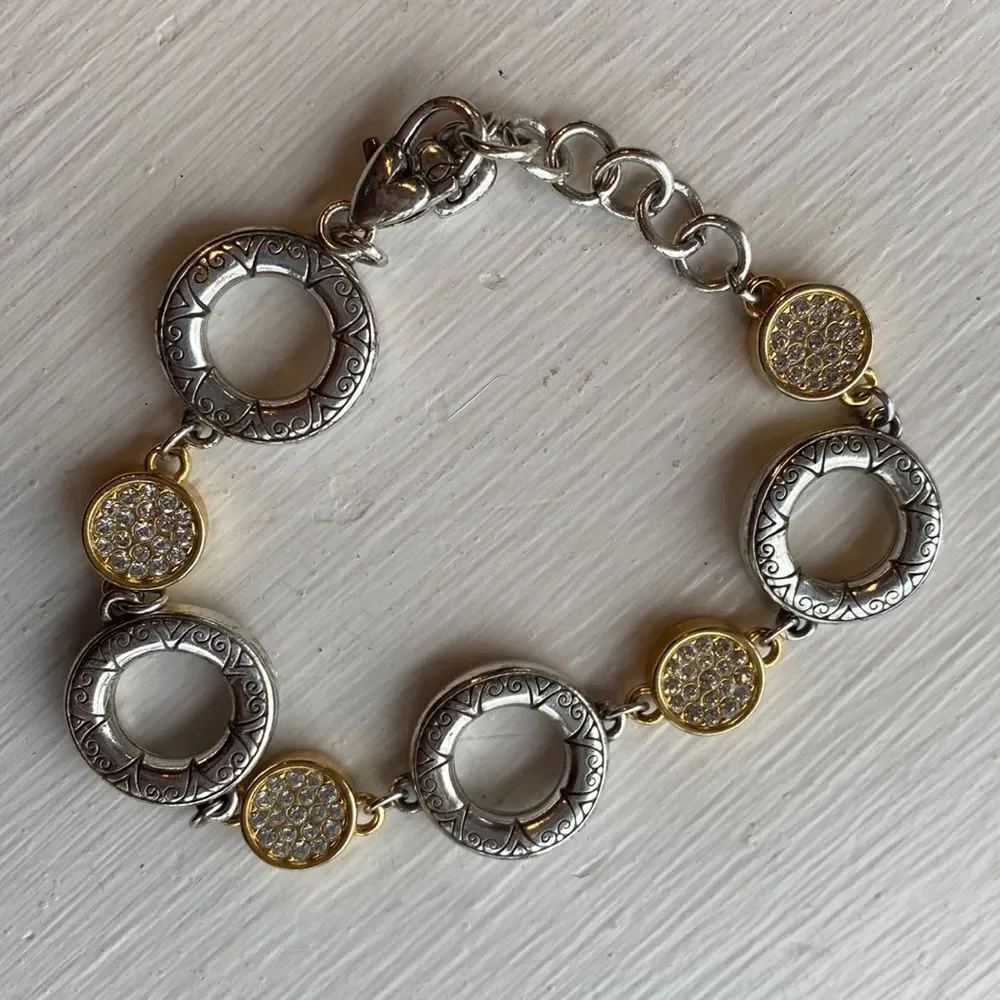 Brighton sun drops‎ silver, gold, and inset crystals round link bracelet